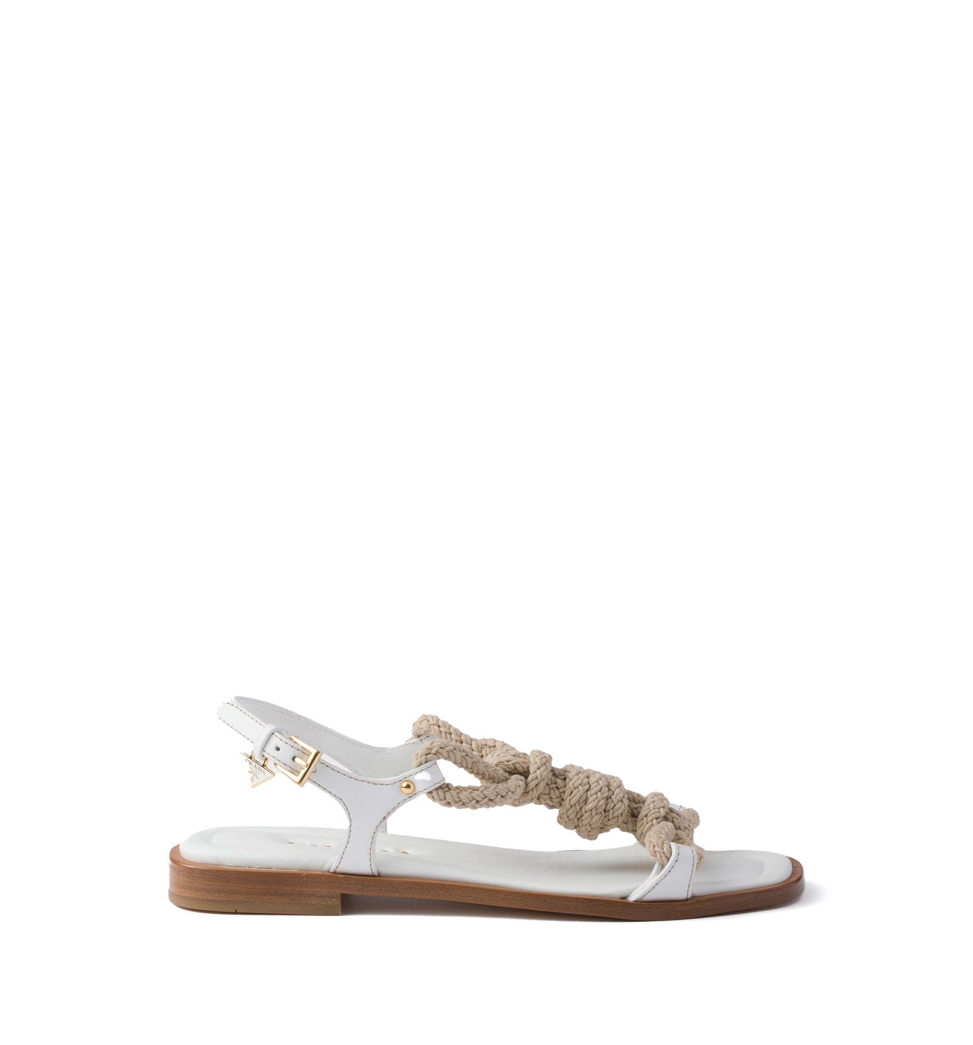 Flat leather and cord sandals