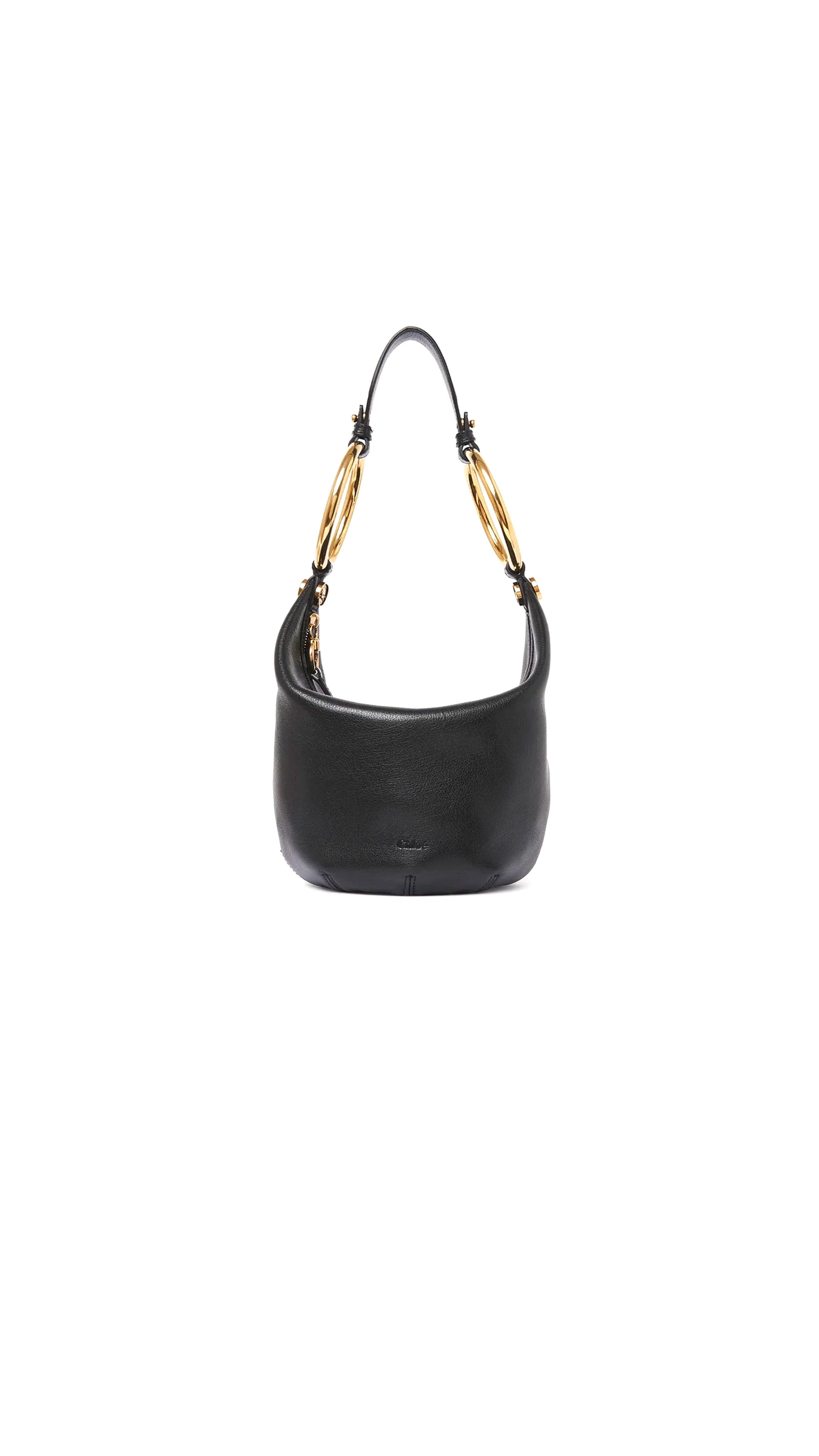 Small Bracelet Handbag In Grained Leather - Black
