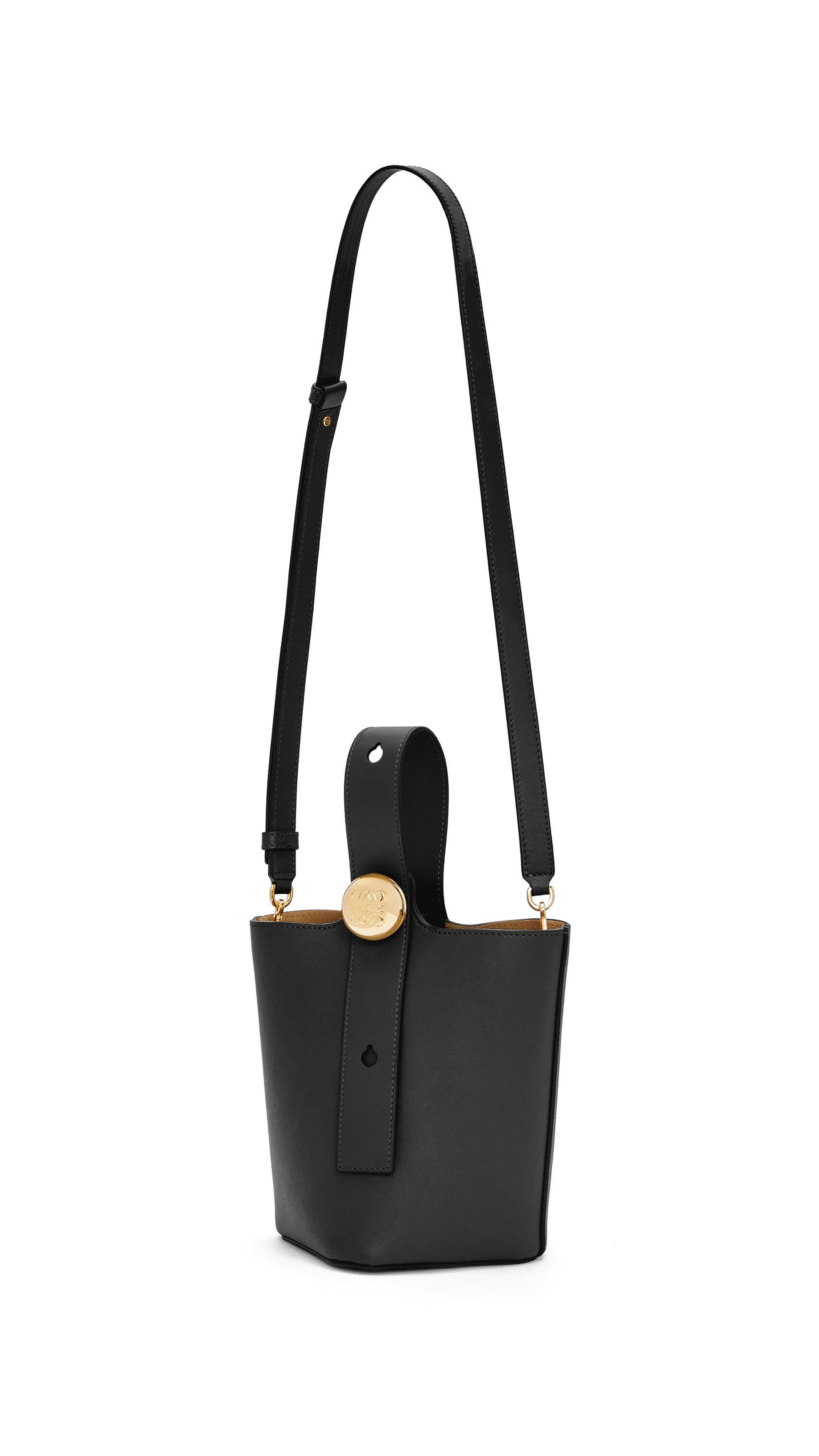Mini Pebble Bucket Bag in Mellow Calfskin