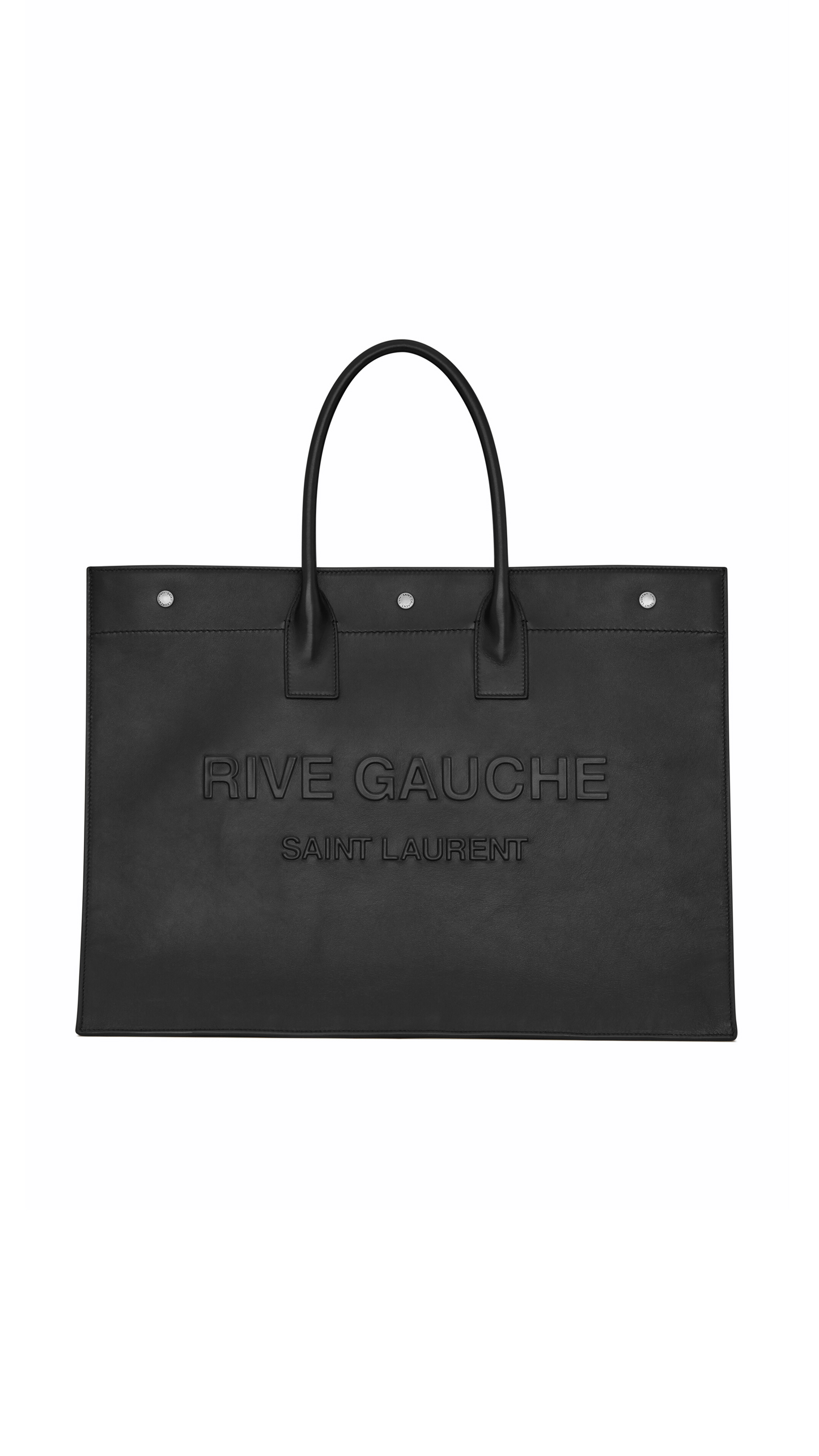 Rive Gauche Large Tote Bag in Smooth Leather - Black