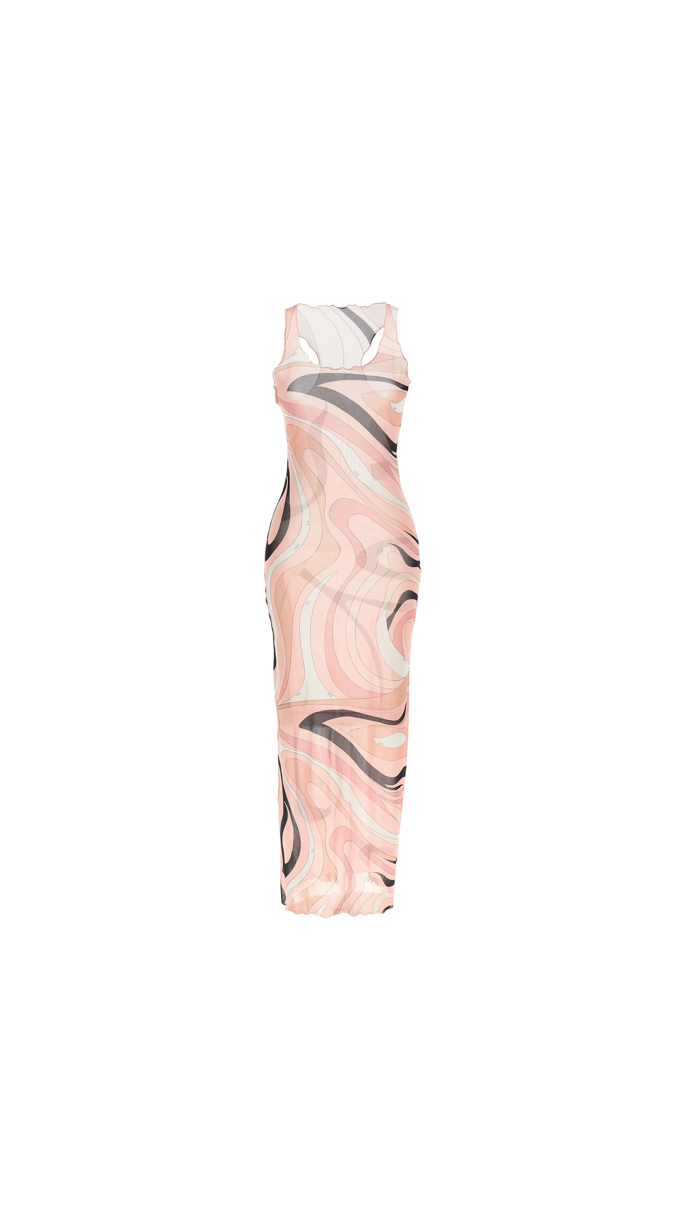 Marmo Print Tulle Dress - Light Pink/Multicolour