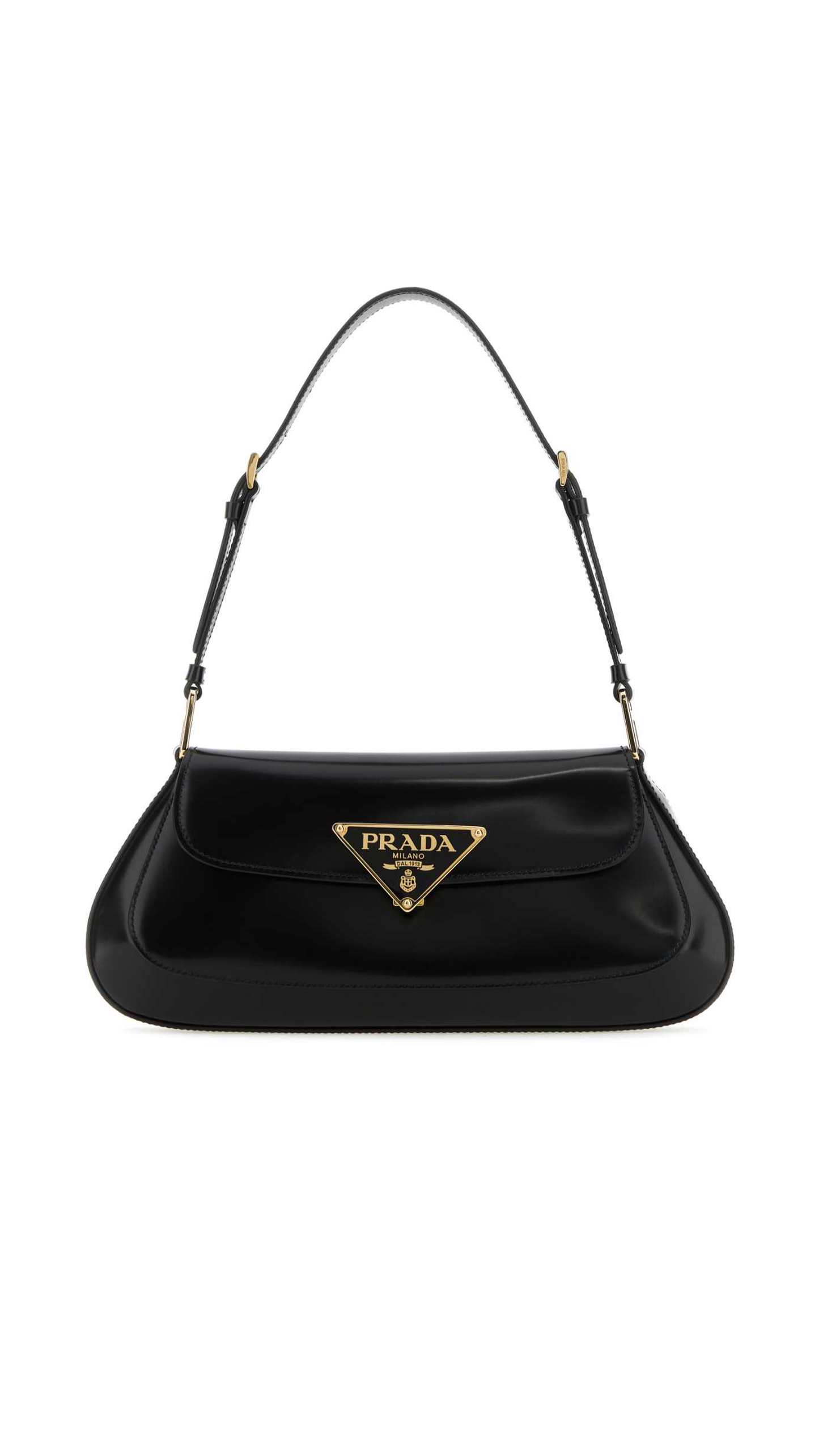 Brushed Leather Shoulder Bag - Black