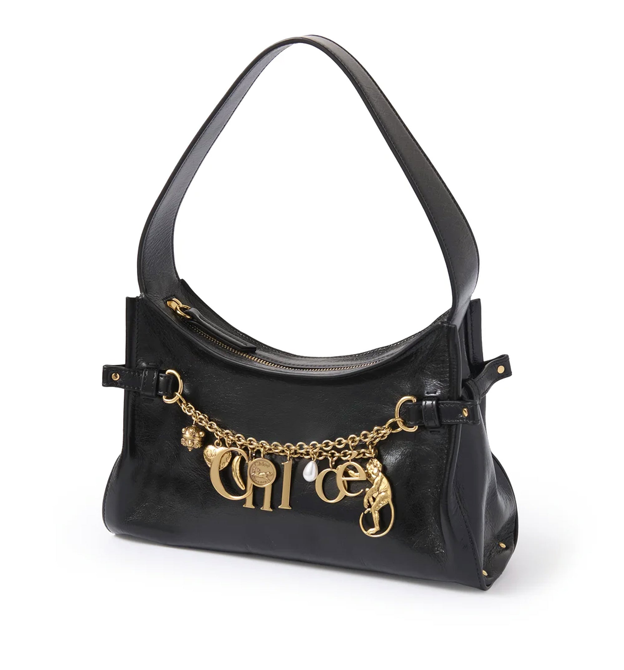 Chloé Charms Hobo Bag In Shiny Leather