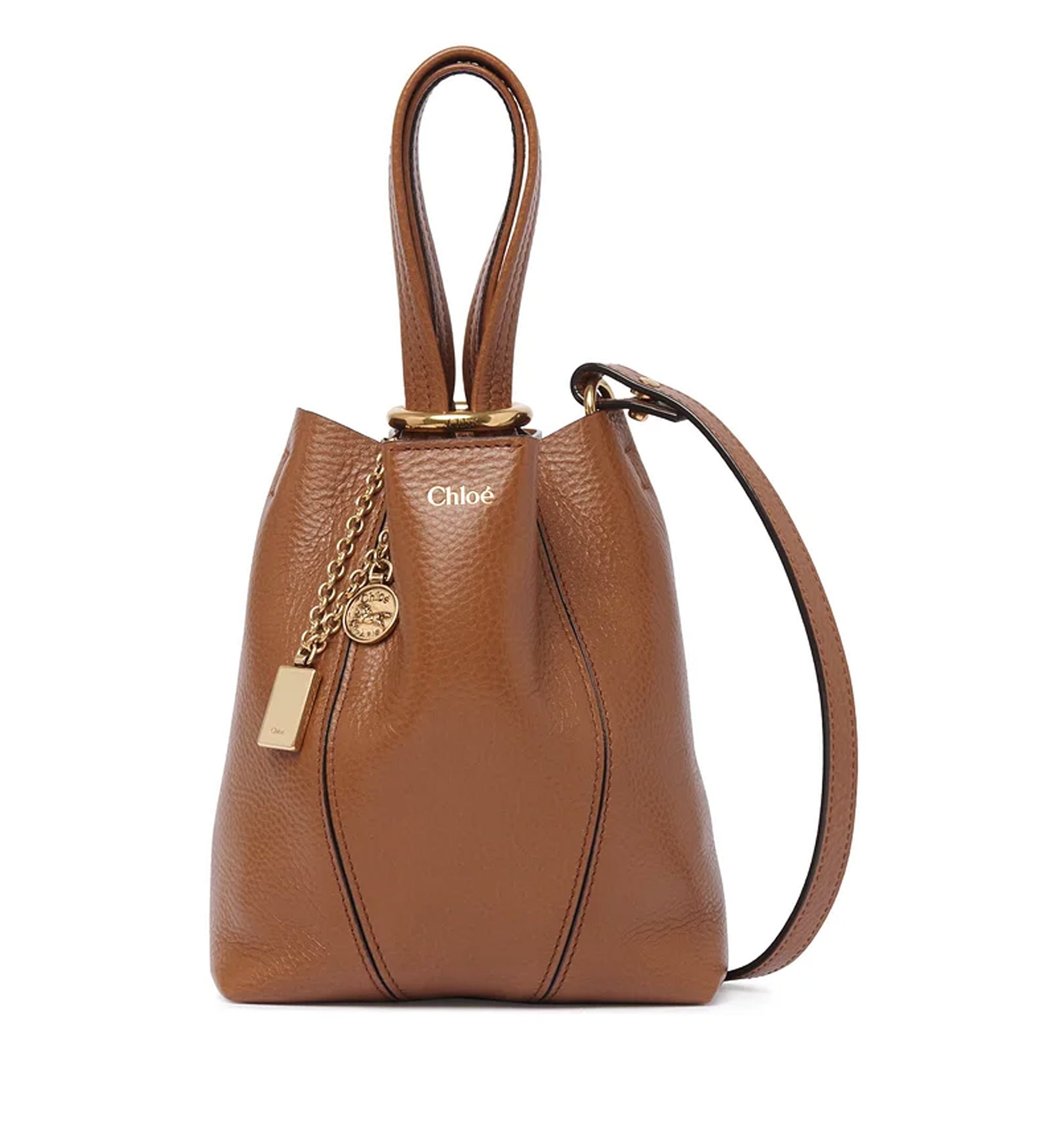 Small Chloé Spin Tote Bag In Grained Leather