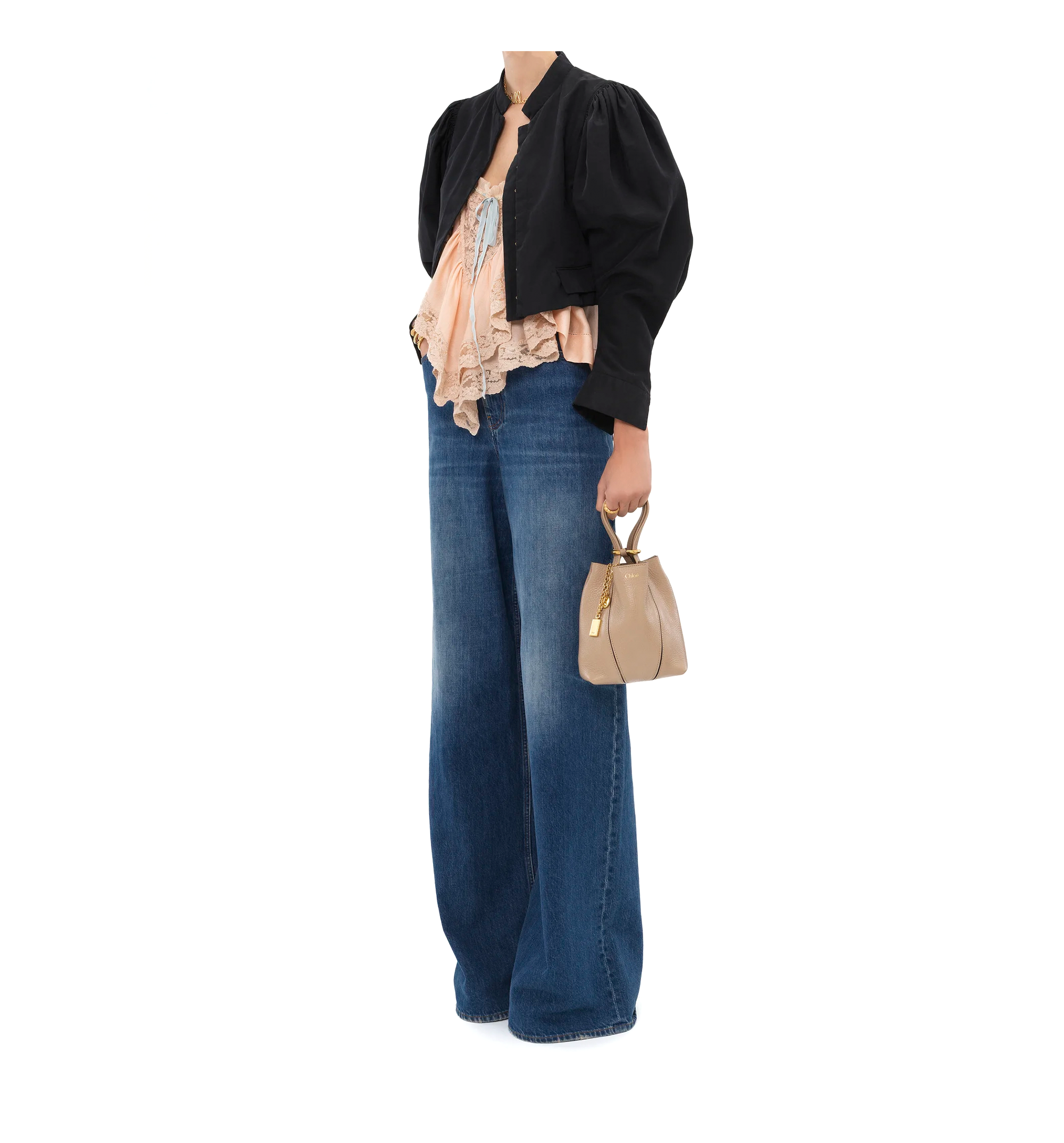 Small Chloé Spin Tote Bag In Grained Leather