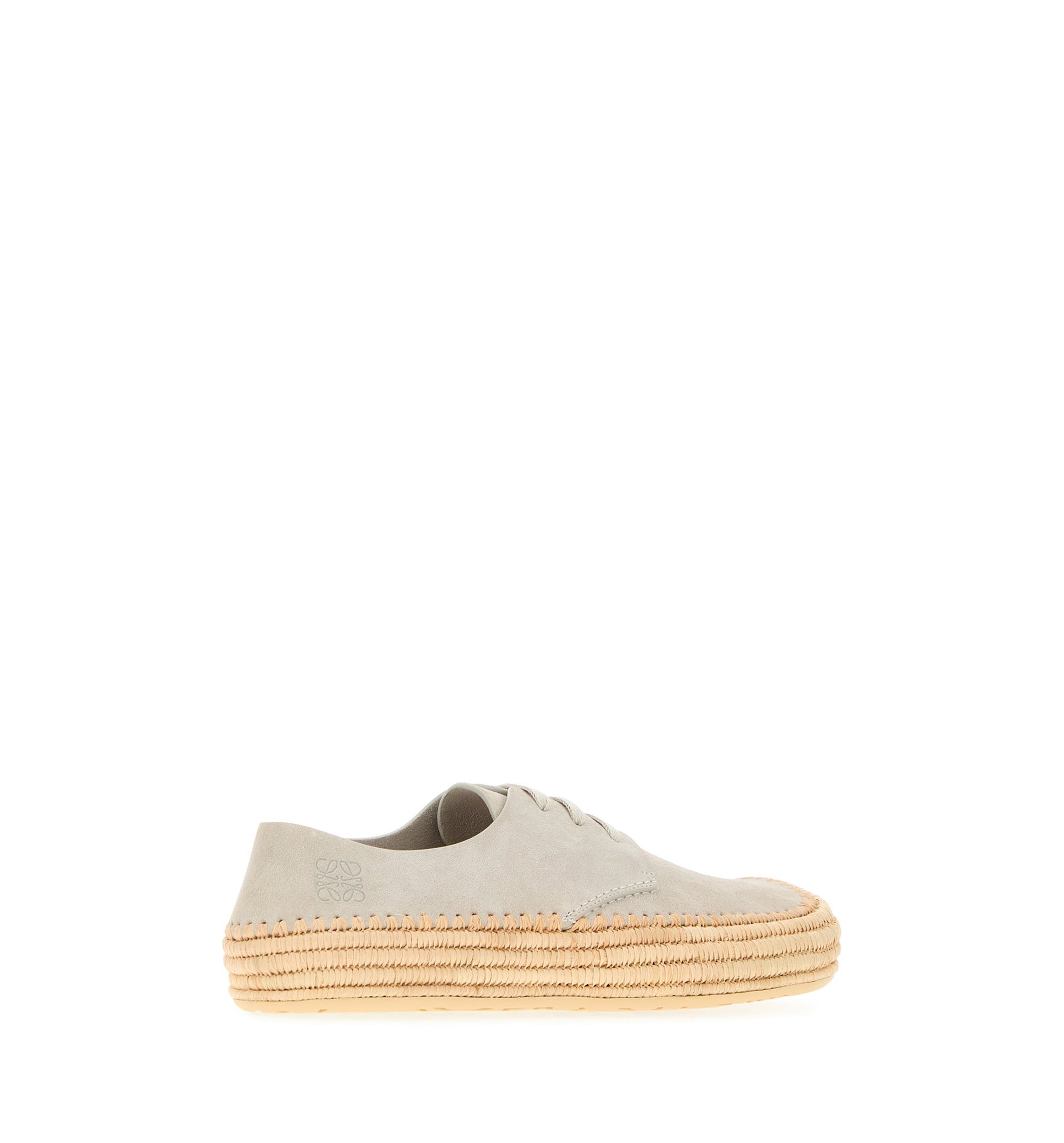 Rio Lace-Up Shoes in Suede and Raffia