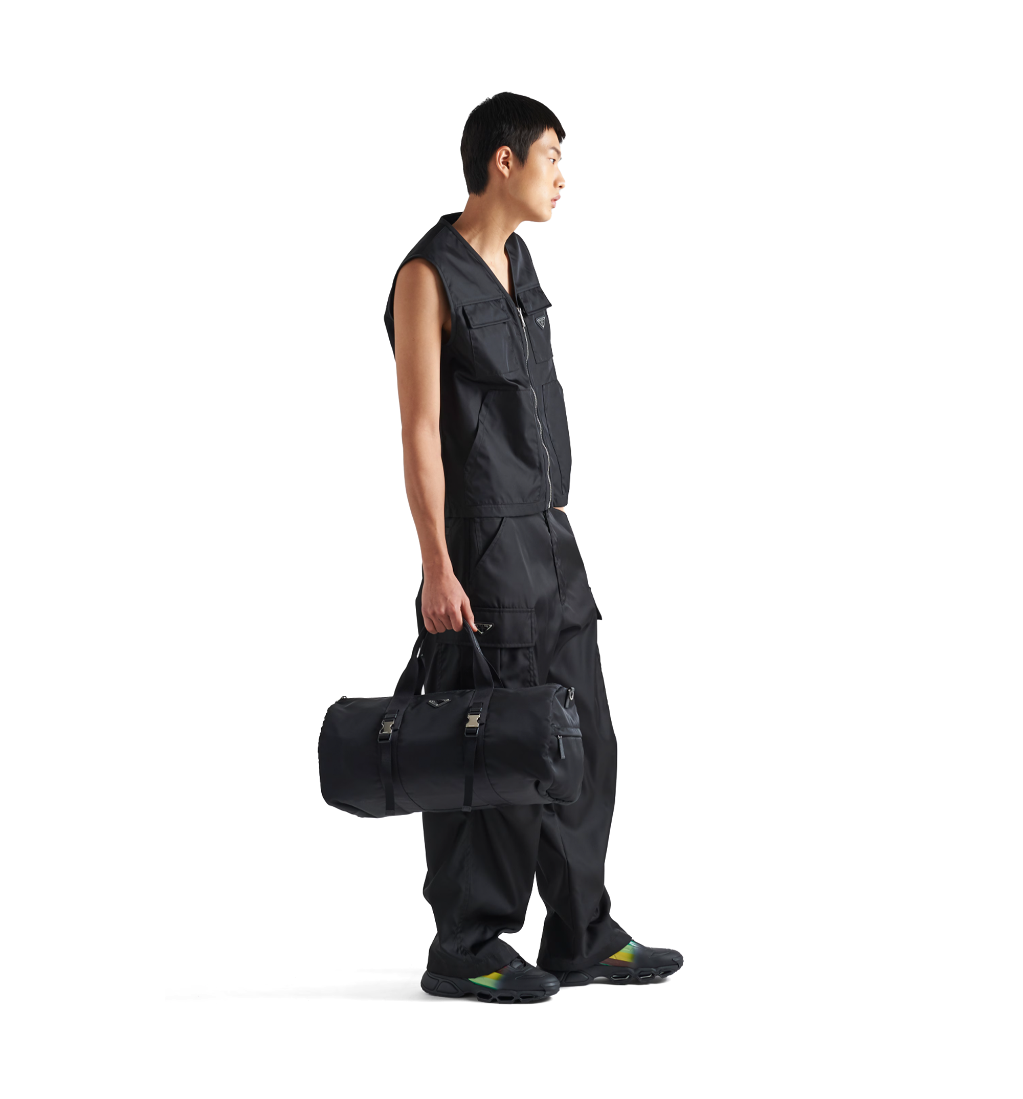 Re-Nylon and Saffiano Leather Duffle Bag