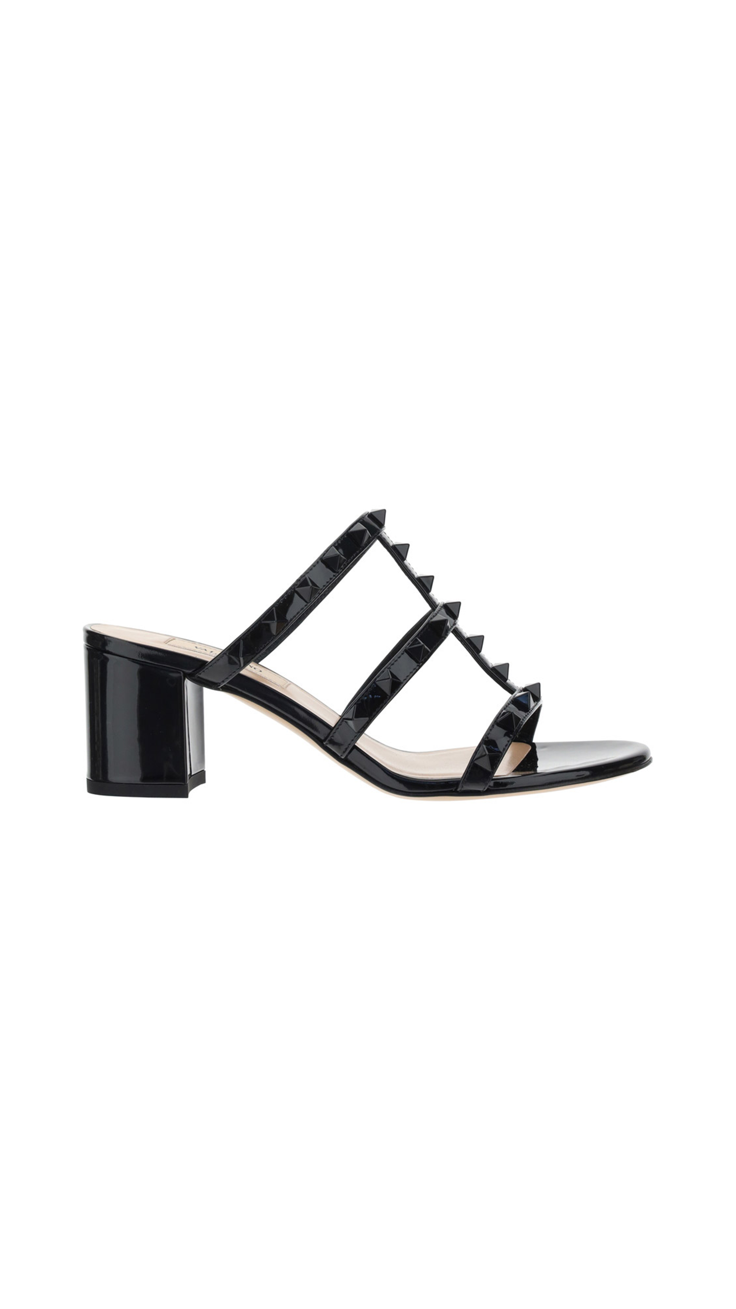 Rockstud Patent Leather Slide Sandal 60MM - Black