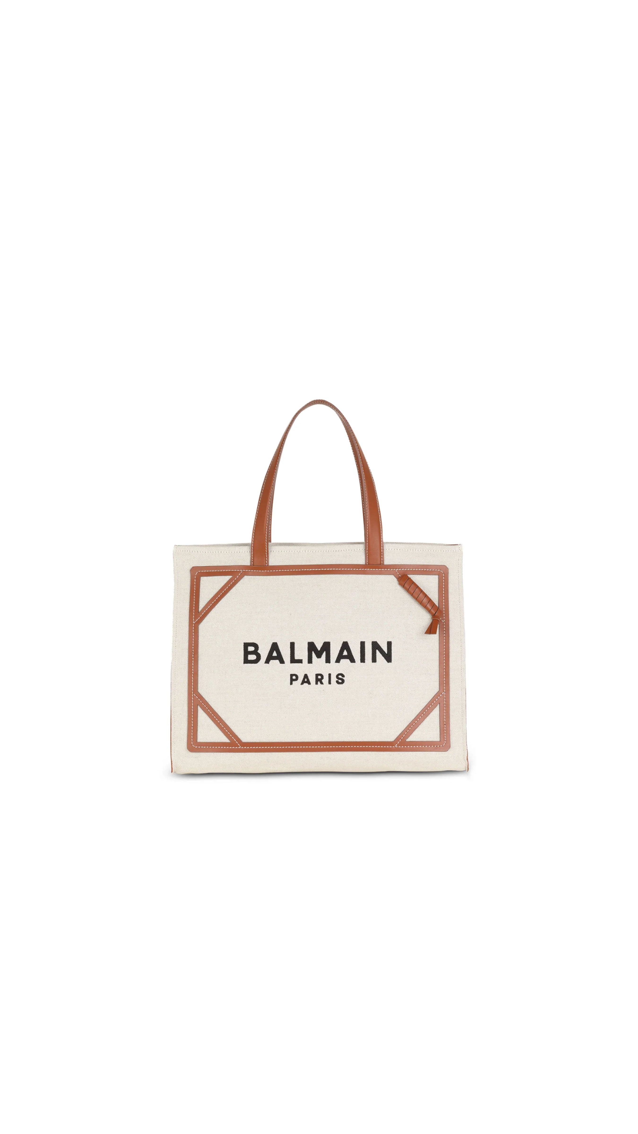 B-Army 42 Canvas Tote Bag with Leather Details - Beige