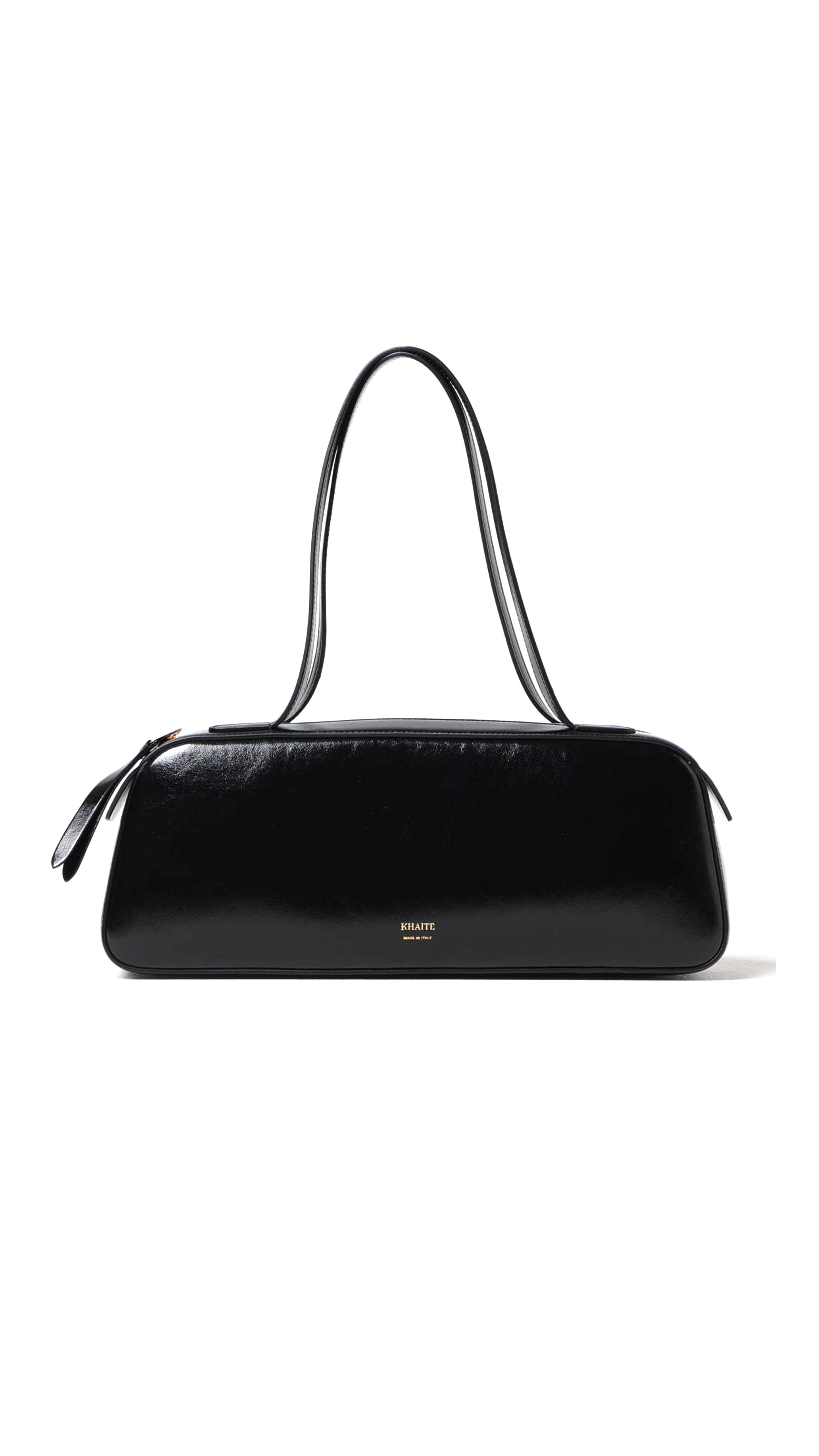 Simon Shoulder Bag in Crackle Patent Leather - Black