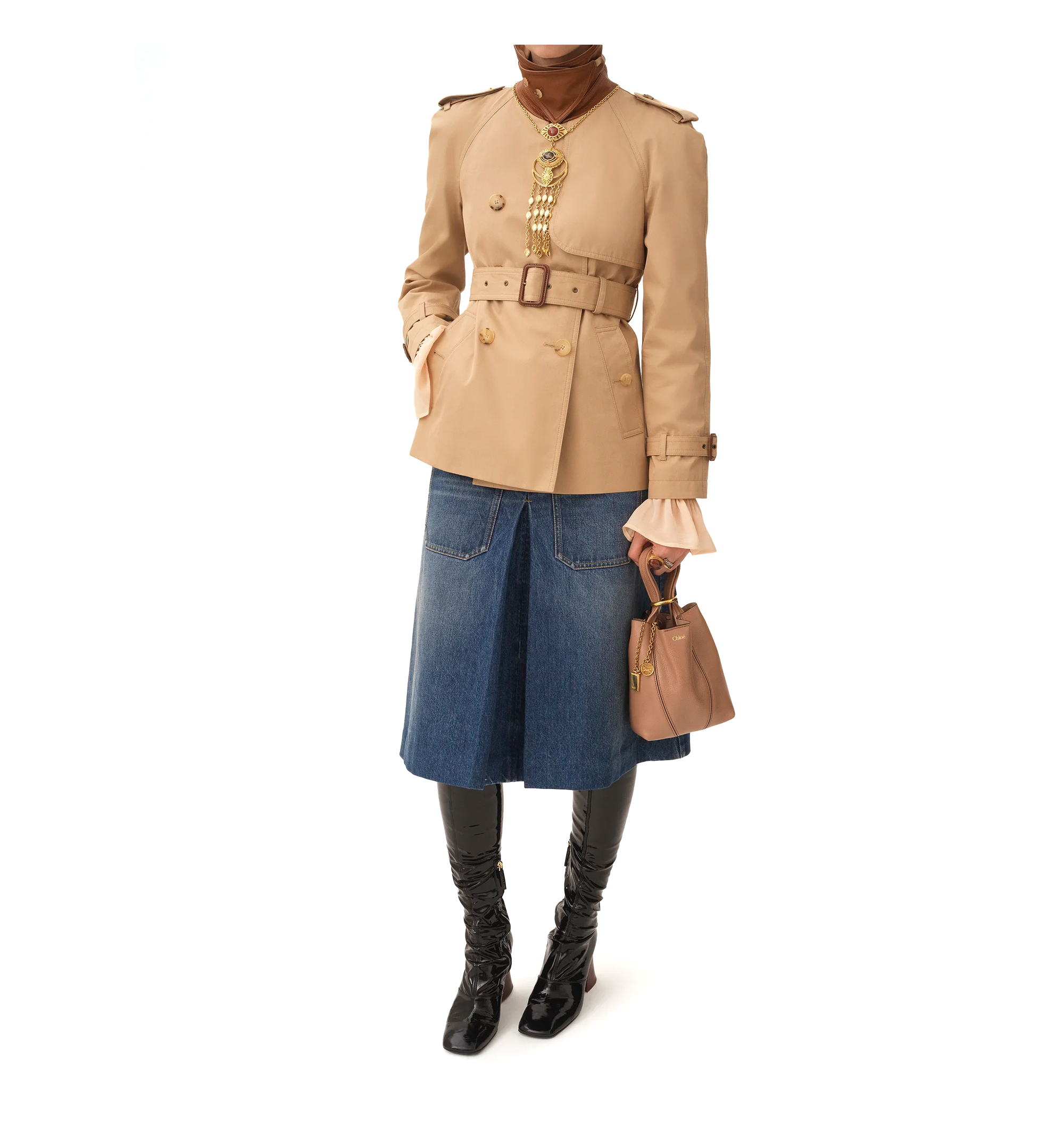 Small Chloé Spin Tote Bag in Grained Leather