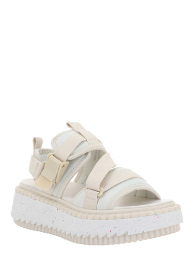 Lilli Sporty Flat Sandal In Recycled Textile - White