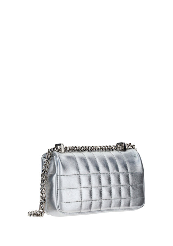 Quilted Metallic Leather Mini Lola Bag - Silver