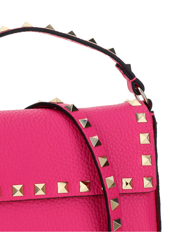 Rockstud Grainy Calfskin Pouch - Pink PP