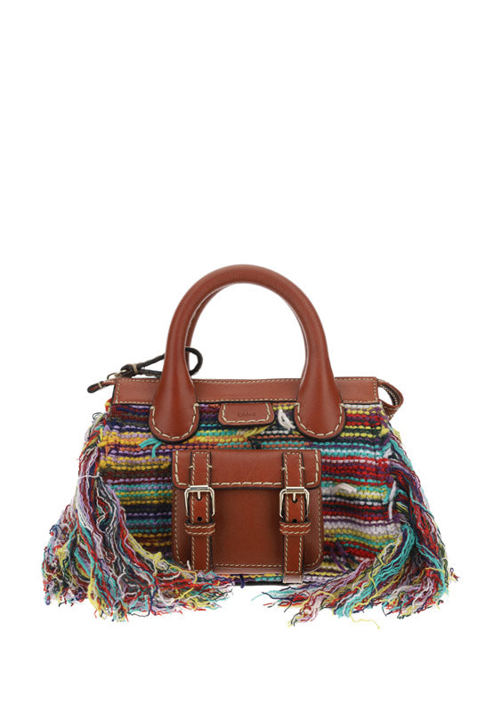 Edith Mini Bag in Recycled Cashmere Knit & Buffalo Leather - Multicolor