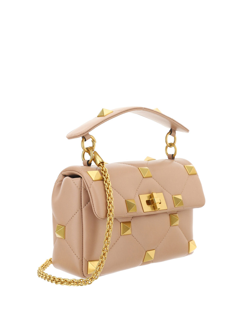Medium Roman Stud The Shoulder Bag In Nappa With Chain - Beige