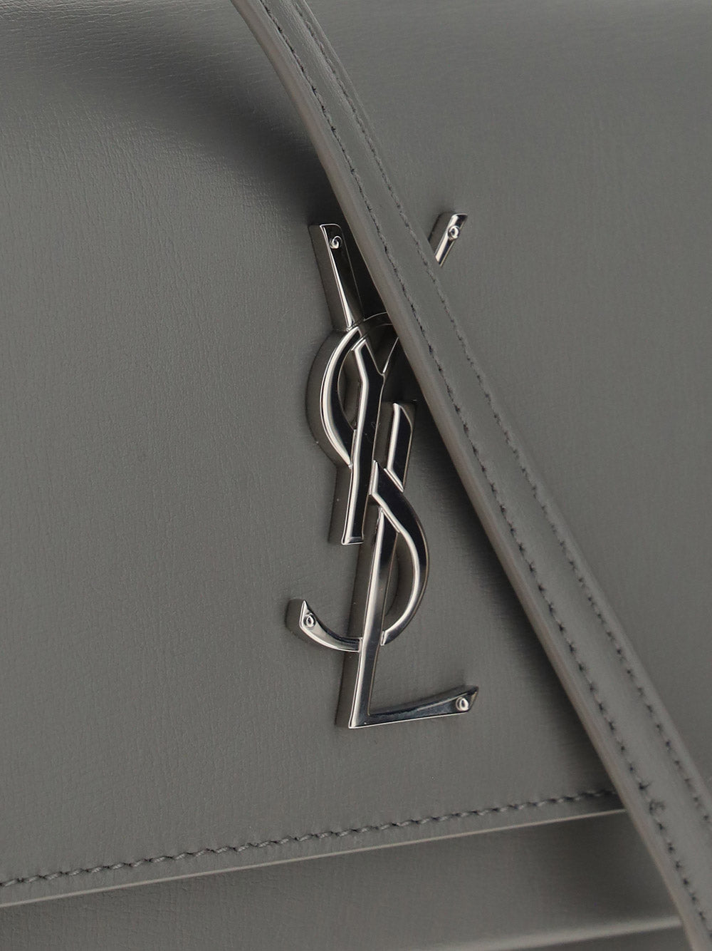 Sunset Chain Wallet Bag in Smooth Leather - Grey