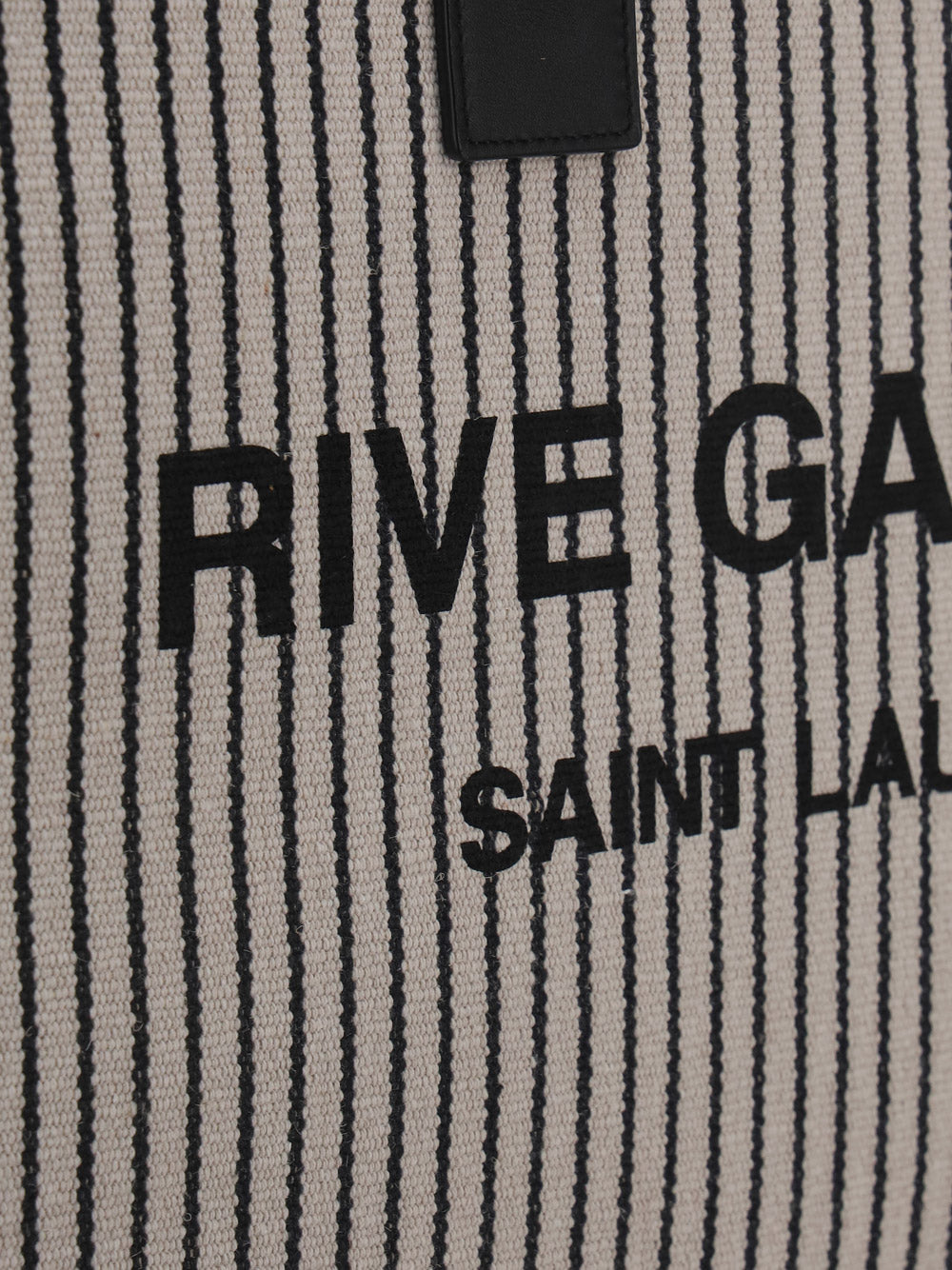 Rive Gauche Tote Bag In Linen And Smooth Leather - Cream / Black
