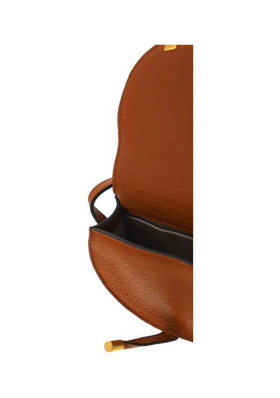 Marcie Nano Saddle Bag in Grained Calfskin - Tan