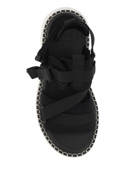 Lilli Sporty Flat Sandal In Recycled Textile - Black