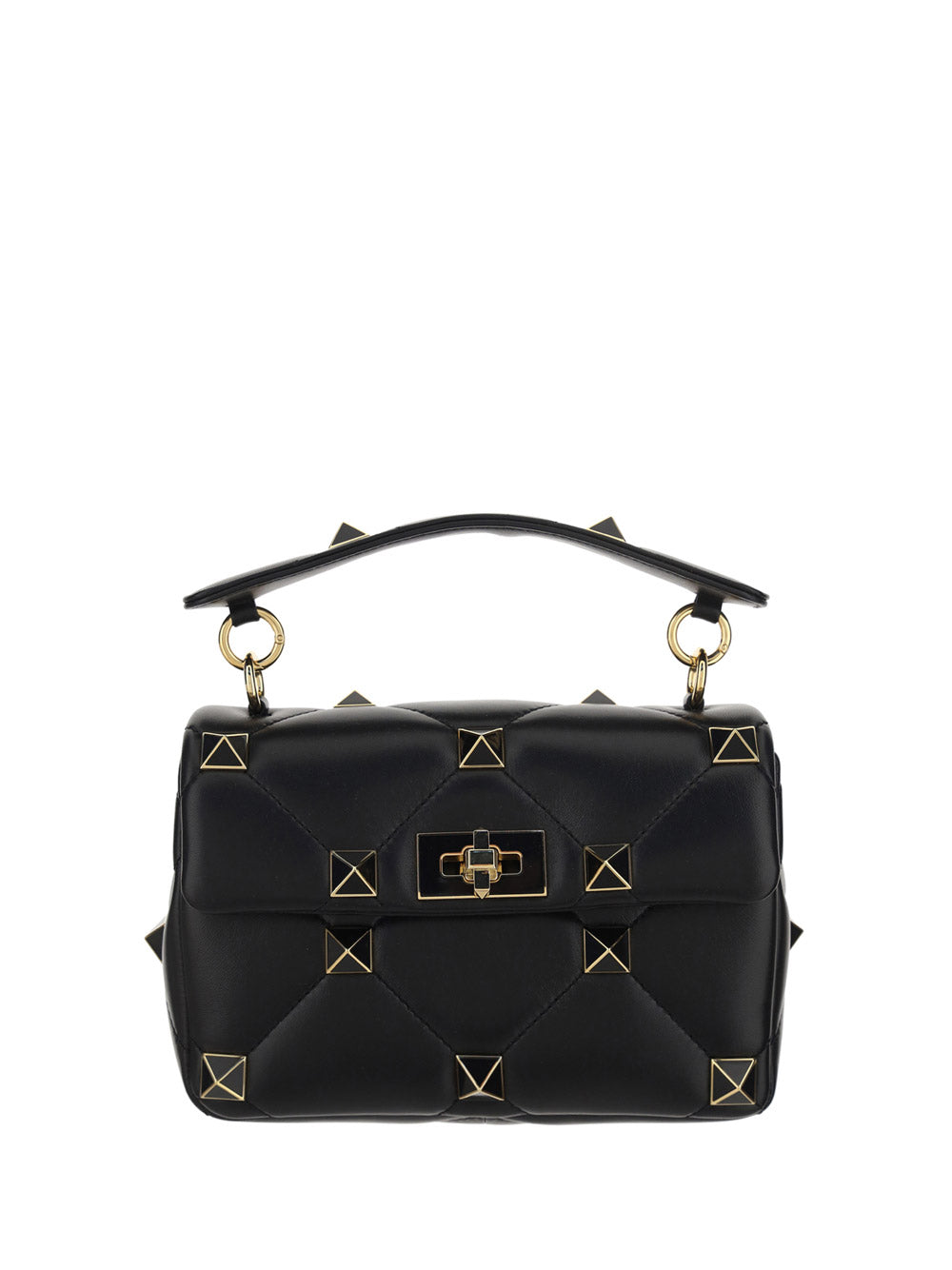 Medium Roman Stud The Shoulder Bag In Nappa With Chain And Enameled Studs - Black