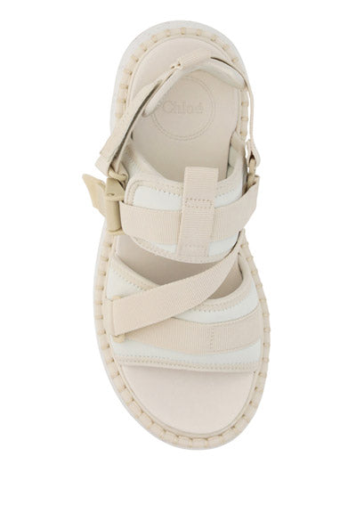 Lilli Sporty Flat Sandal In Recycled Textile - White