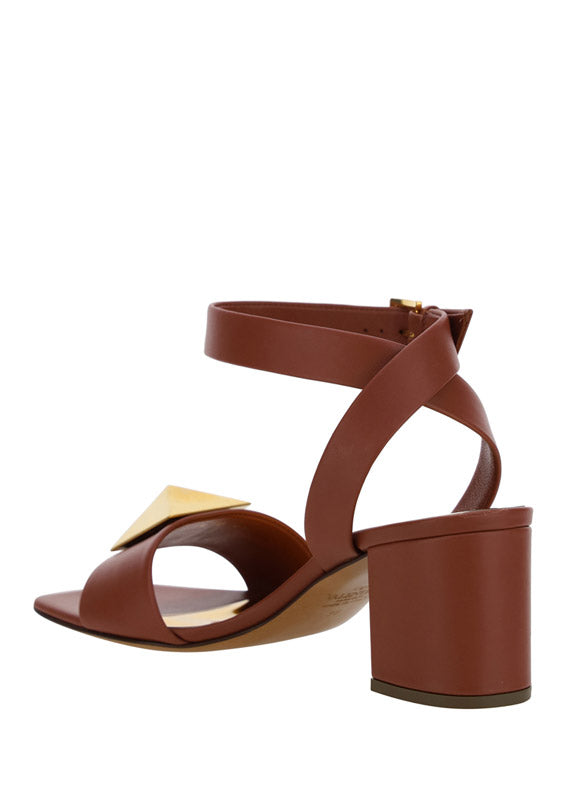 One Stud Sandal in Calfskin With Maxi Stud - Gingerbread