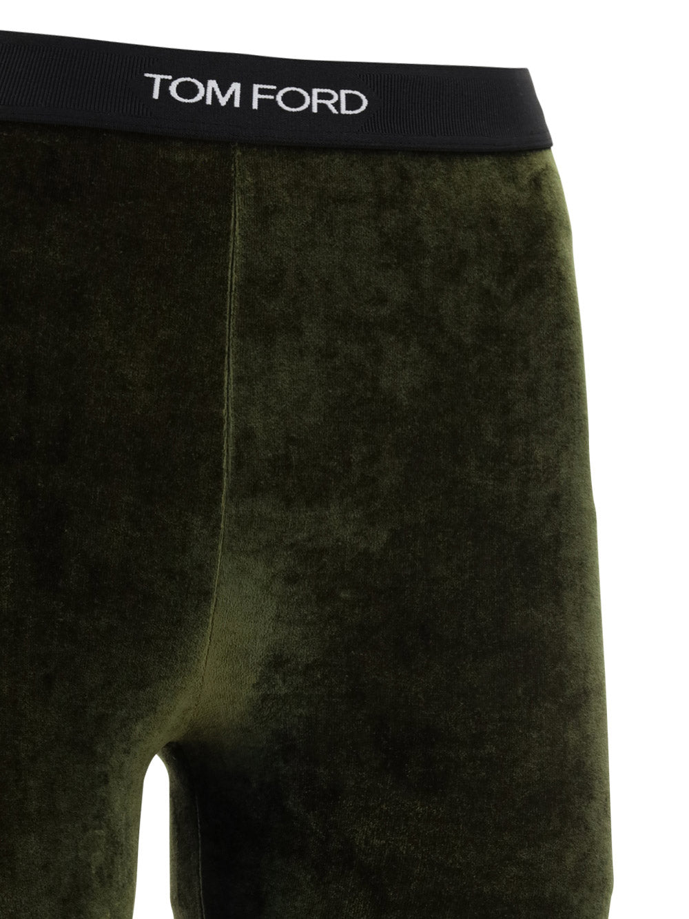 Stretch Velvet Signature Leggings - Olive Green