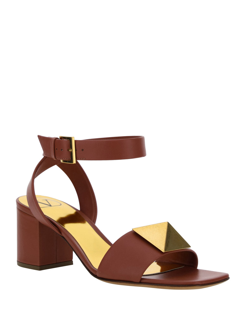 One Stud Sandal in Calfskin With Maxi Stud - Gingerbread