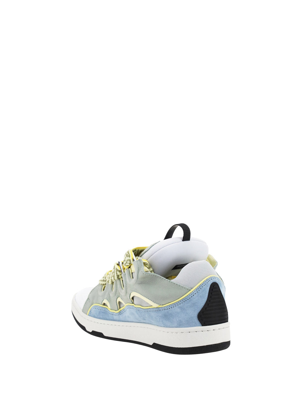 Leather Curb Sneakers - Grey / Blue