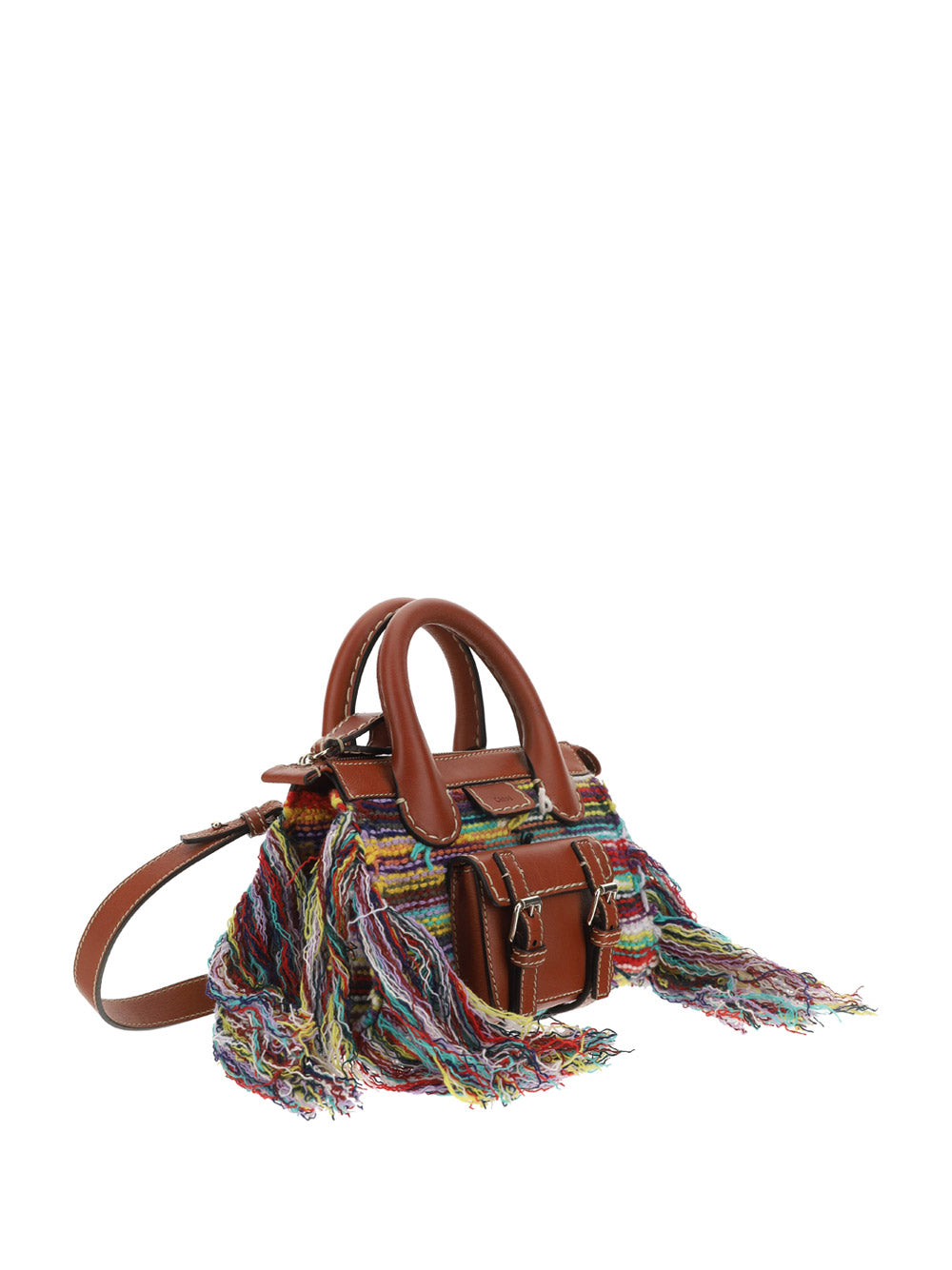 Edith Mini Bag in Recycled Cashmere Knit & Buffalo Leather - Multicolor