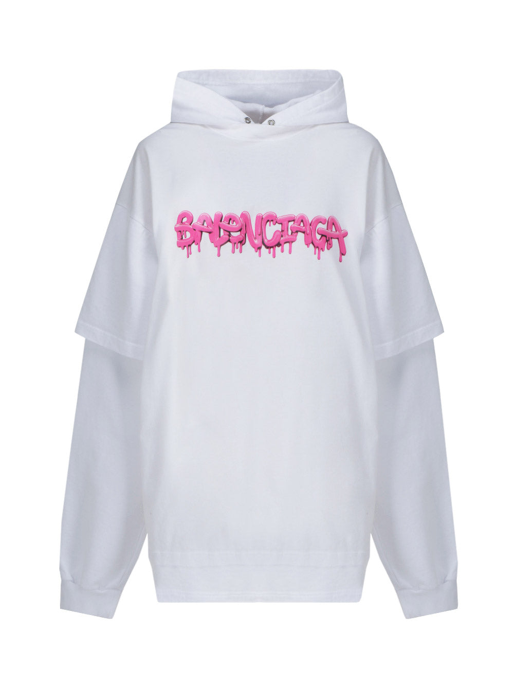 Slime Double Long Sleeve Hooded T-Shirt In Black - White