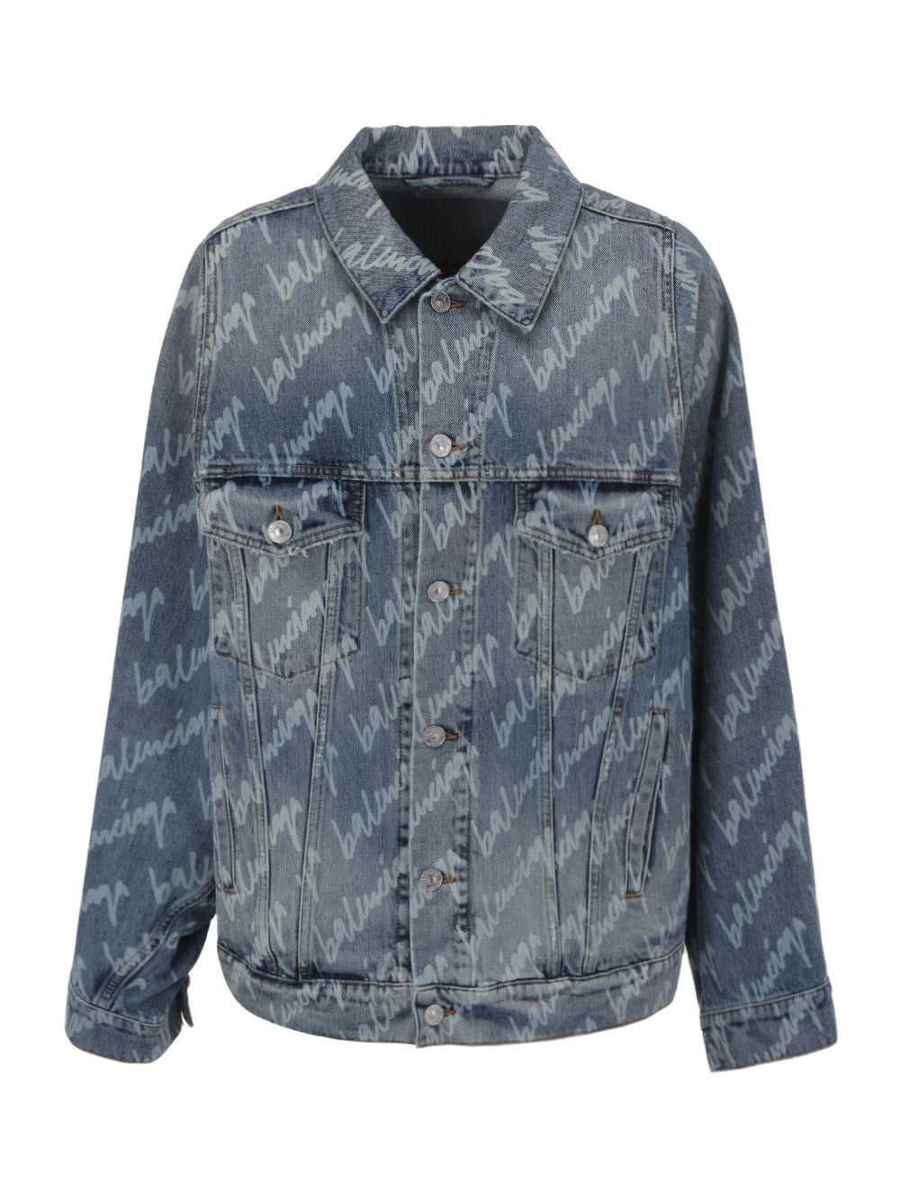 Allover Logo Bell Sleeve Jacket - Indigo