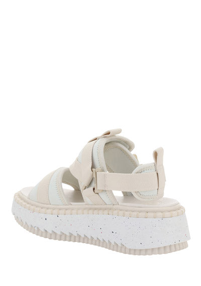 Lilli Sporty Flat Sandal In Recycled Textile - White