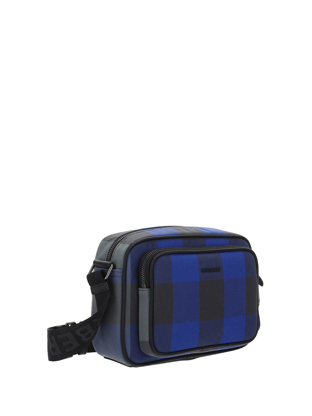 Check Cotton Crossbody Bag - Oceanic Blue