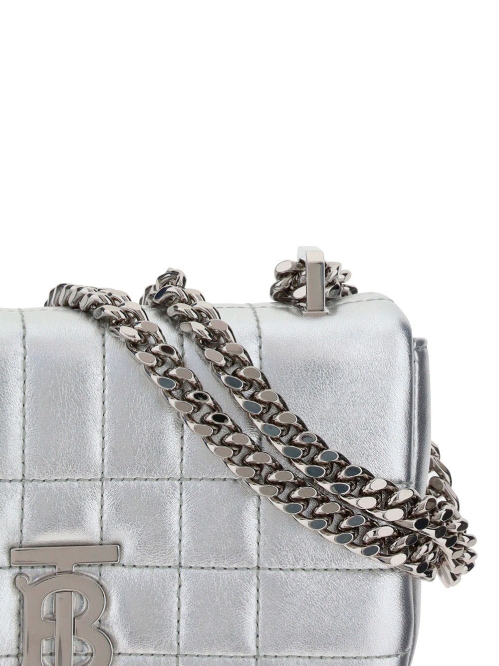 Quilted Metallic Leather Mini Lola Bag - Silver
