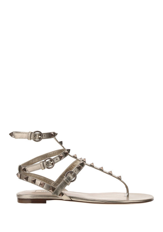 Rockstud Metallic Flat Flip-FLop Sandal - Skin