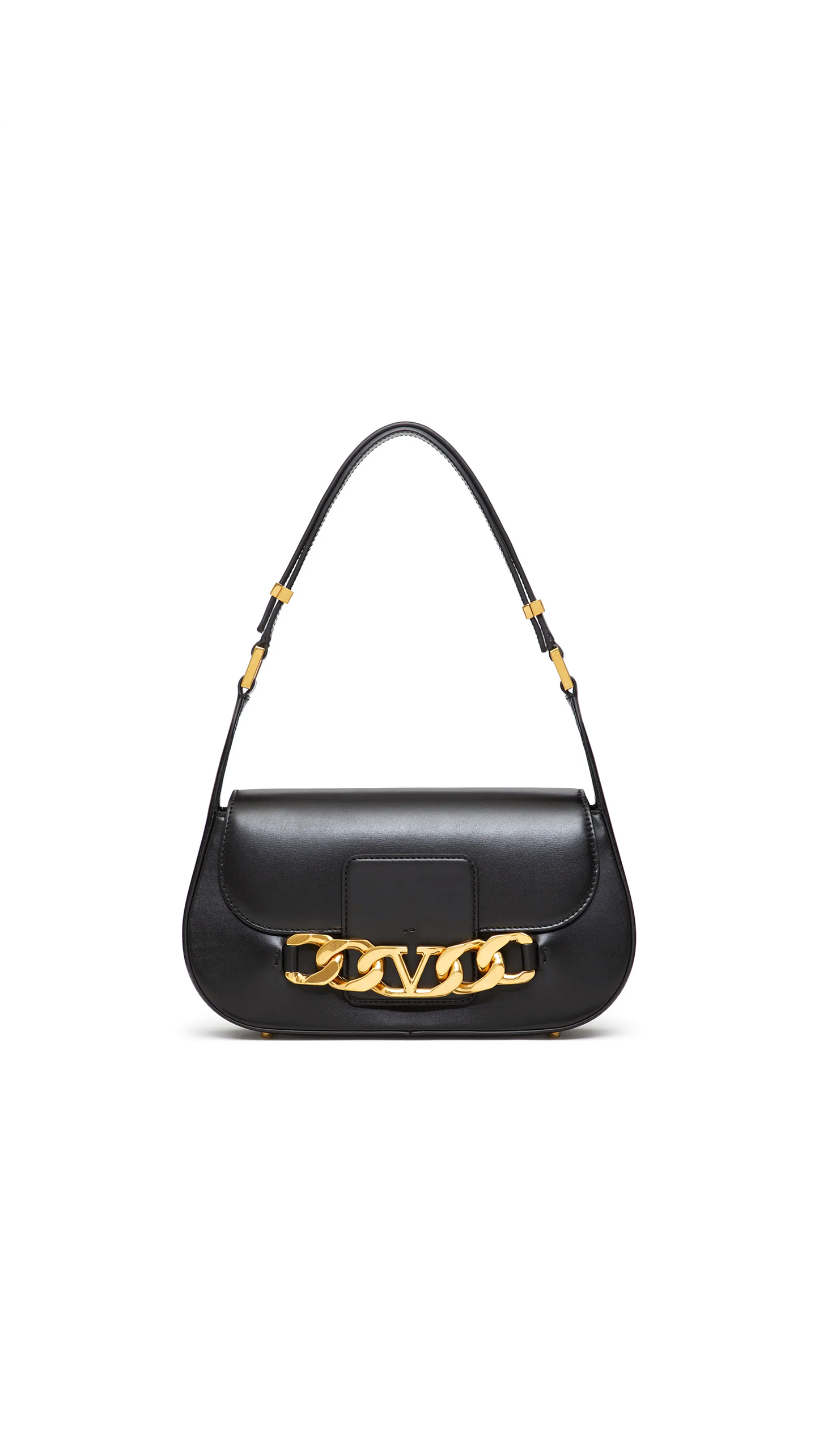 Vlogo Chain Shoulder Bag in Calfskin - Black