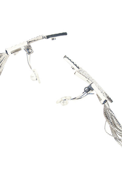 Star Earrings With Brass Chains - Palladium