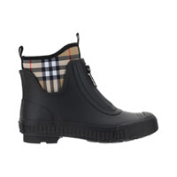 Vintage Check Neoprene and Rubber Rain Boots - Black / Archive Beige