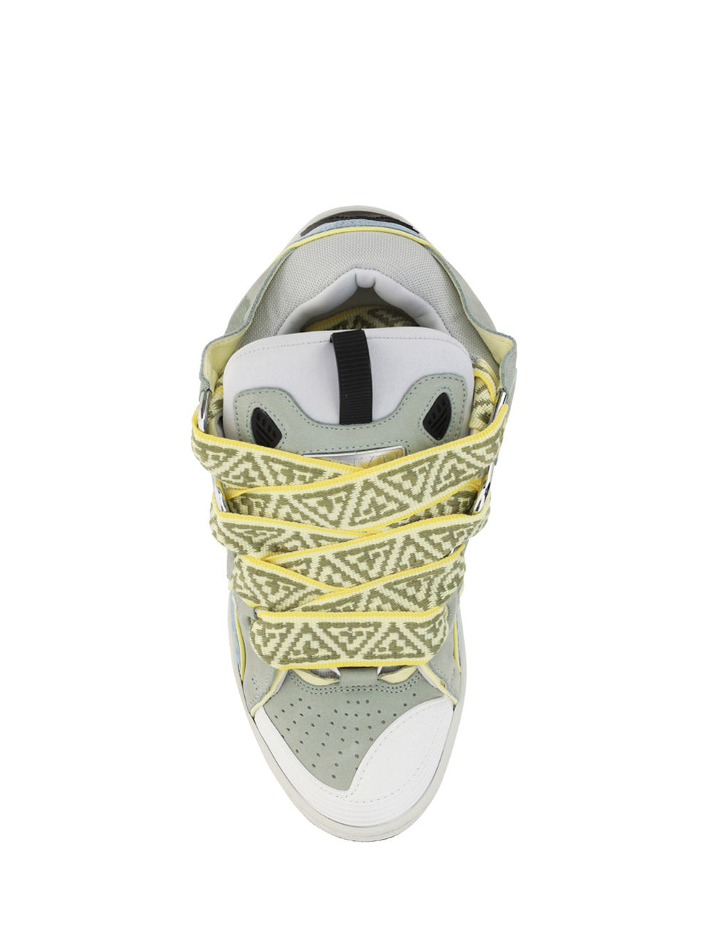Leather Curb Sneakers - Grey / Blue