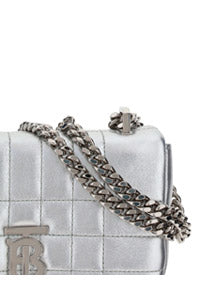 Quilted Metallic Leather Mini Lola Bag - Silver