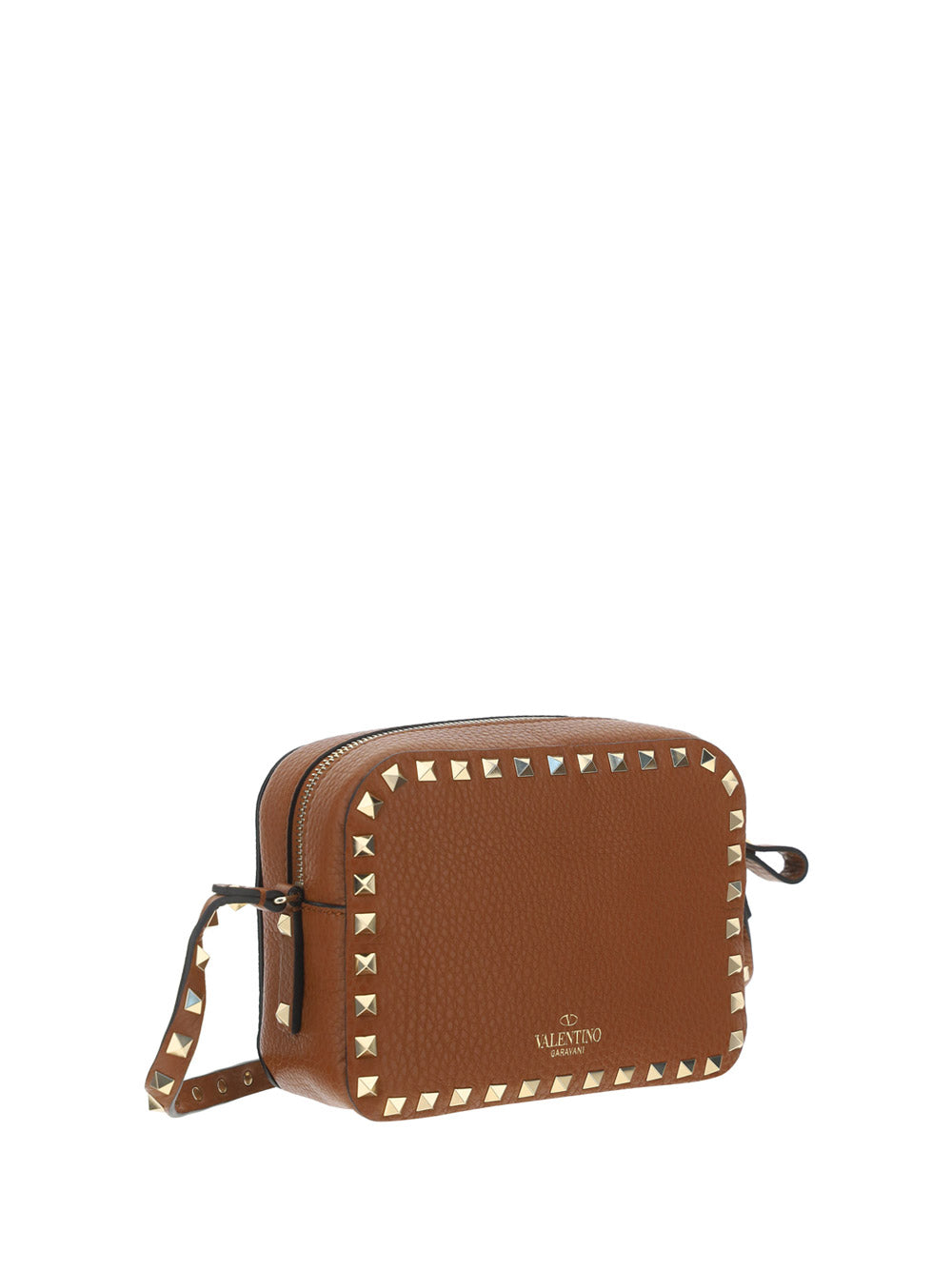 Small Rockstud Calfskin Crossbody Bad - Tan.