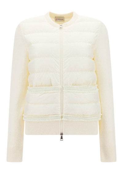 Padded Wool Blend Cardigan - Off White