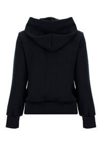 Heart-embroidered Pullover Hoodie - Black.