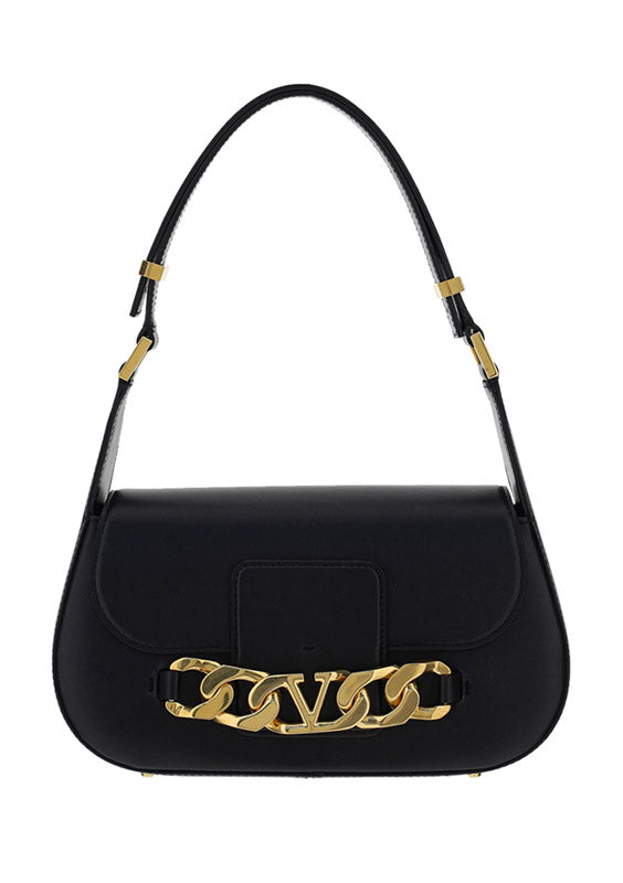 Vlogo Chain Shoulder Bag in Calfskin - Black