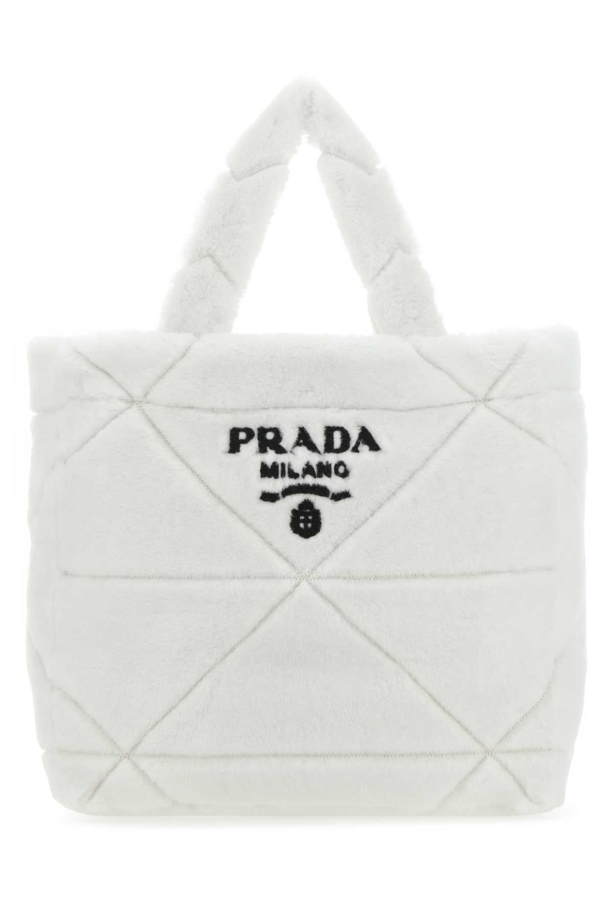 Quilted Shearling Tote Bag - White
