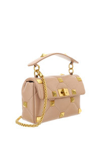 Medium Roman Stud The Shoulder Bag In Nappa With Chain - Beige
