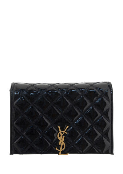 Women's Black Becky Mini Chain Bag In Quilted Patent Leather - Black