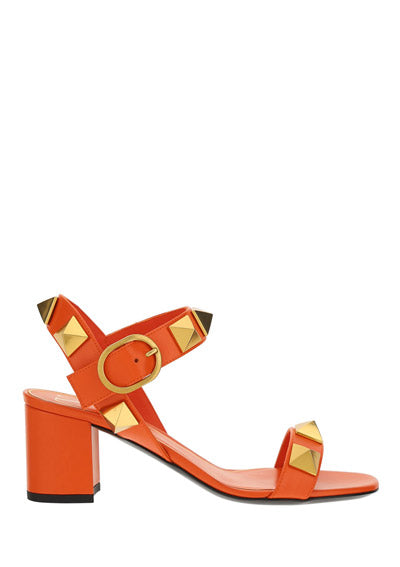 Roman Stud Calfskin Sandal 60MM - Orange